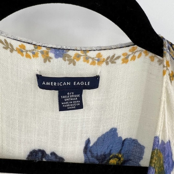 American Eagle Outfitters Poncho Cardigan Fringe Light Weight Floral One Size - Picture 3 of 9